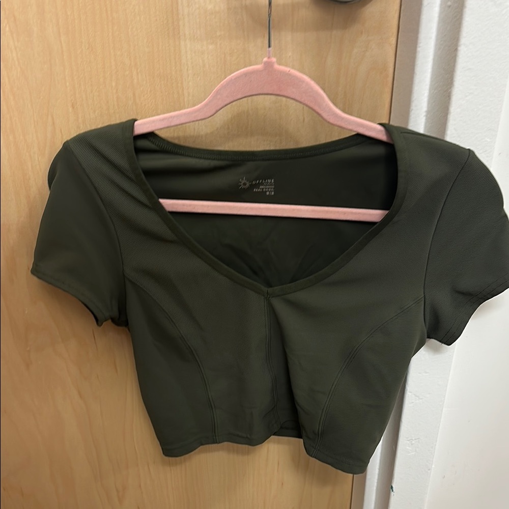 Aerie Green Fitted Crop Top
